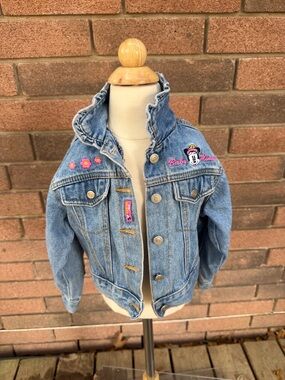Disney Light Blue Denim Minnie Embroidered Jacket with Ruffle NeckSize 24Months